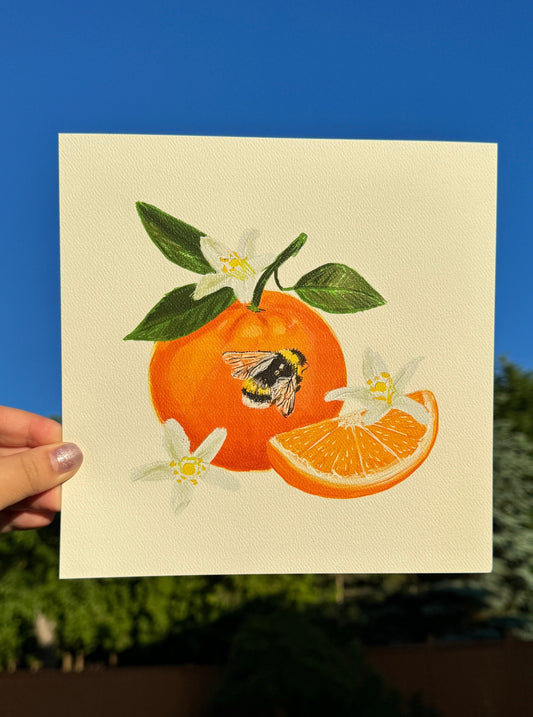 Orange and Bee Art Print